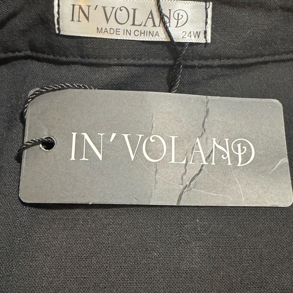 NWT IN’VOLAND Oversized 100% Cotton Black Button Down Blouse Size 24W - Picture 5 of 5